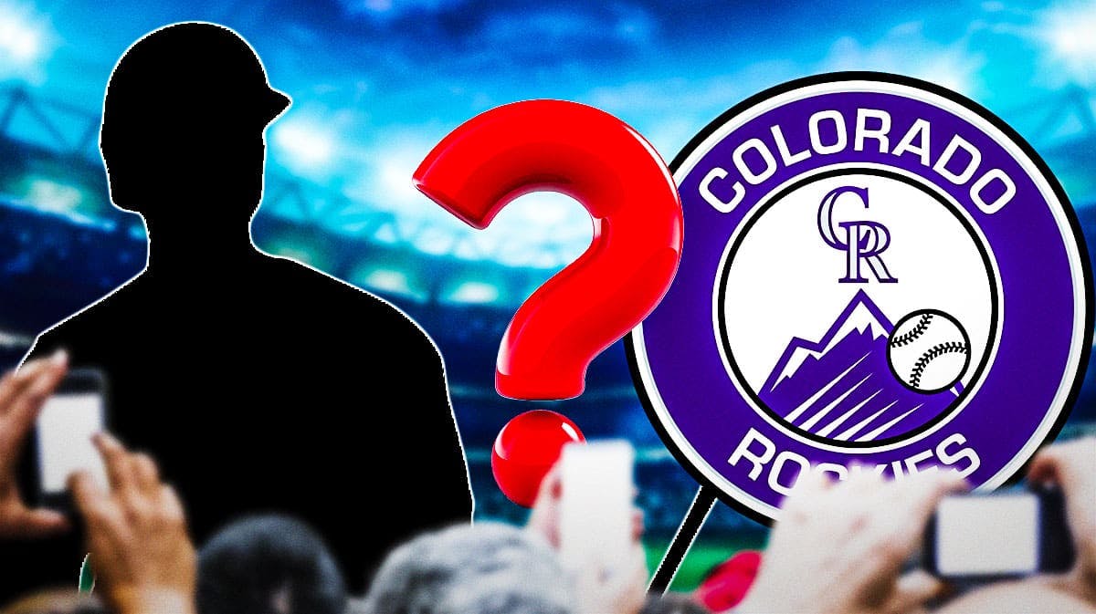 Colorado Rockies logo, with a silhouette of a player and a question mark between the two.