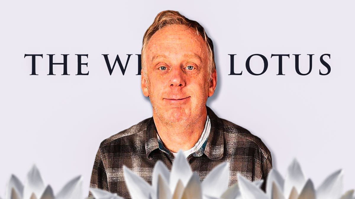 The White Lotus logo with creator Mike White.