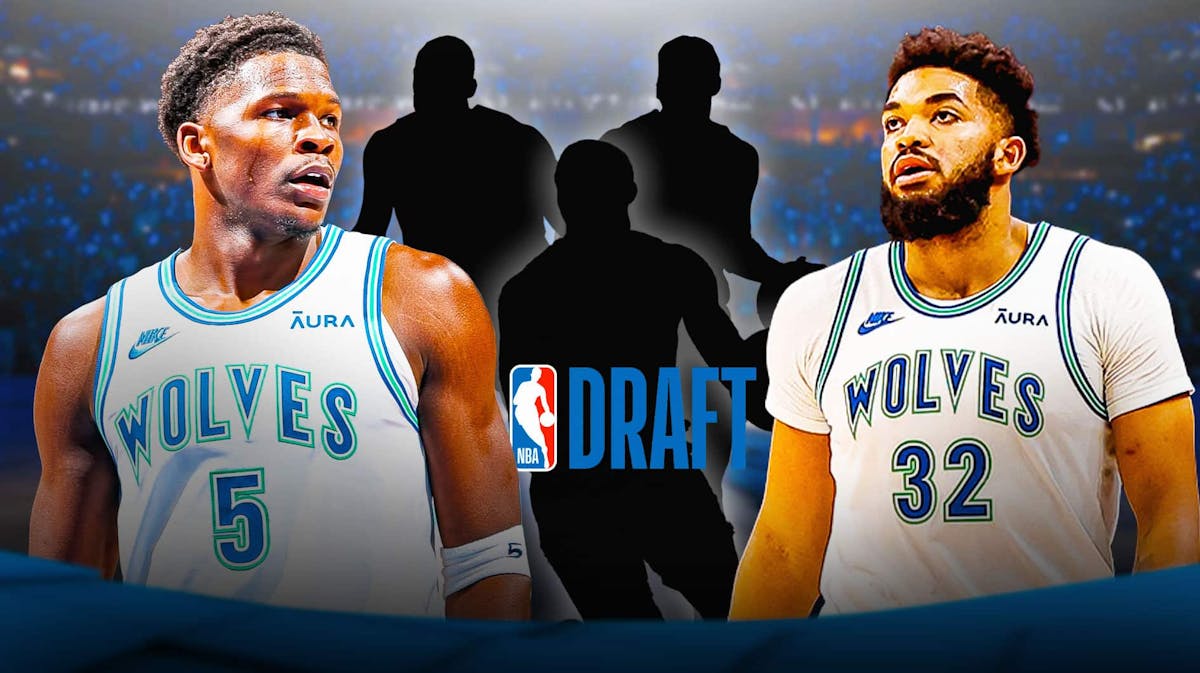 Timberwolves' Anthony Edwards and Karl-Anthony Towns with anonymous draft prospects
