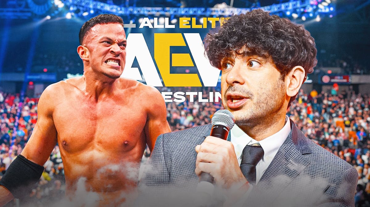 Tony Khan next to Ricky Starks with the AEW logo as the background.
