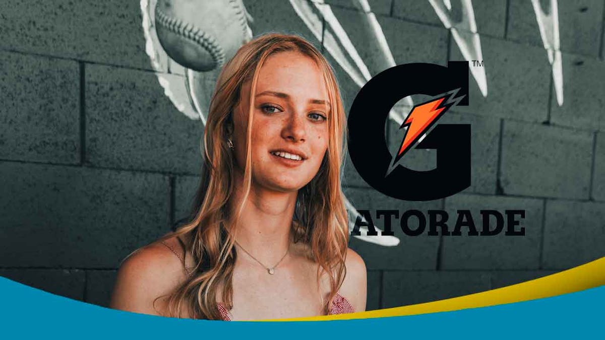 Softball player Addisen Fisher of Bend High School in Bend, Ore. with the Gatorade logo. She is committed to play softball at UCLA