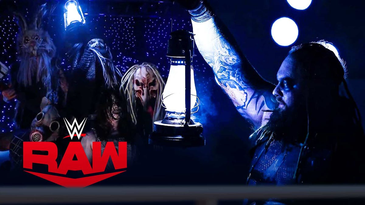 The Wyatt Sick6 on the left, 2023 Bray Wyatt on the right with the RAW logo as the background.