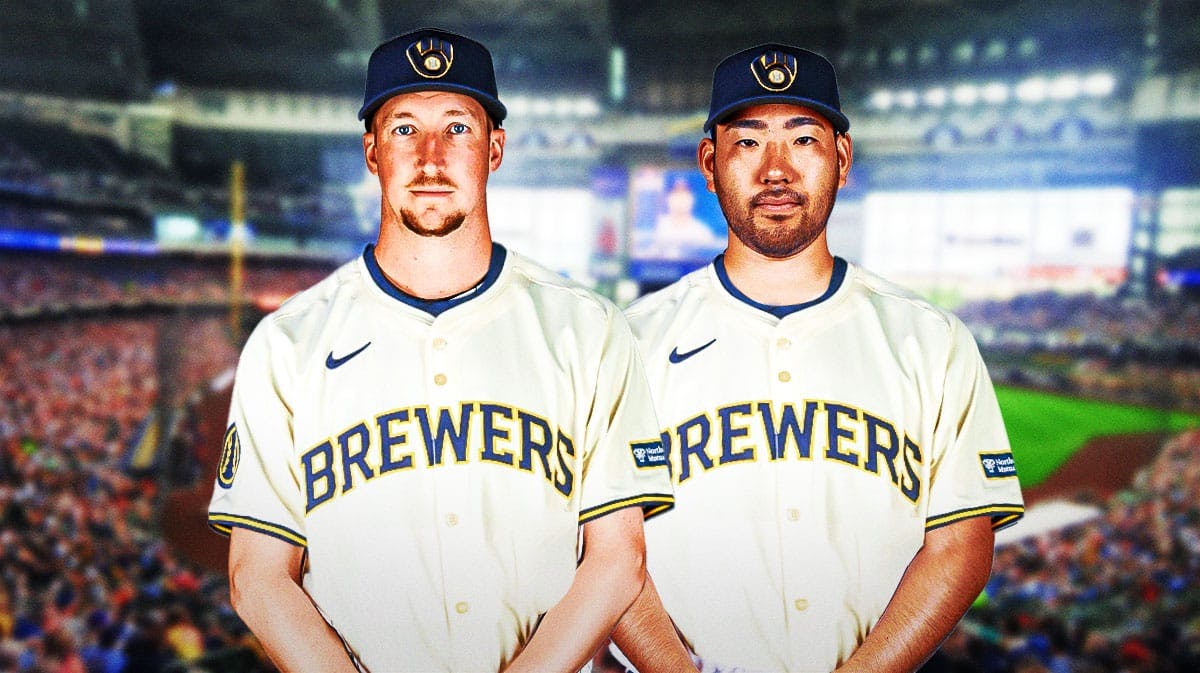 Erick Fedde and Yusei Kikuchi in Brewers uniforms