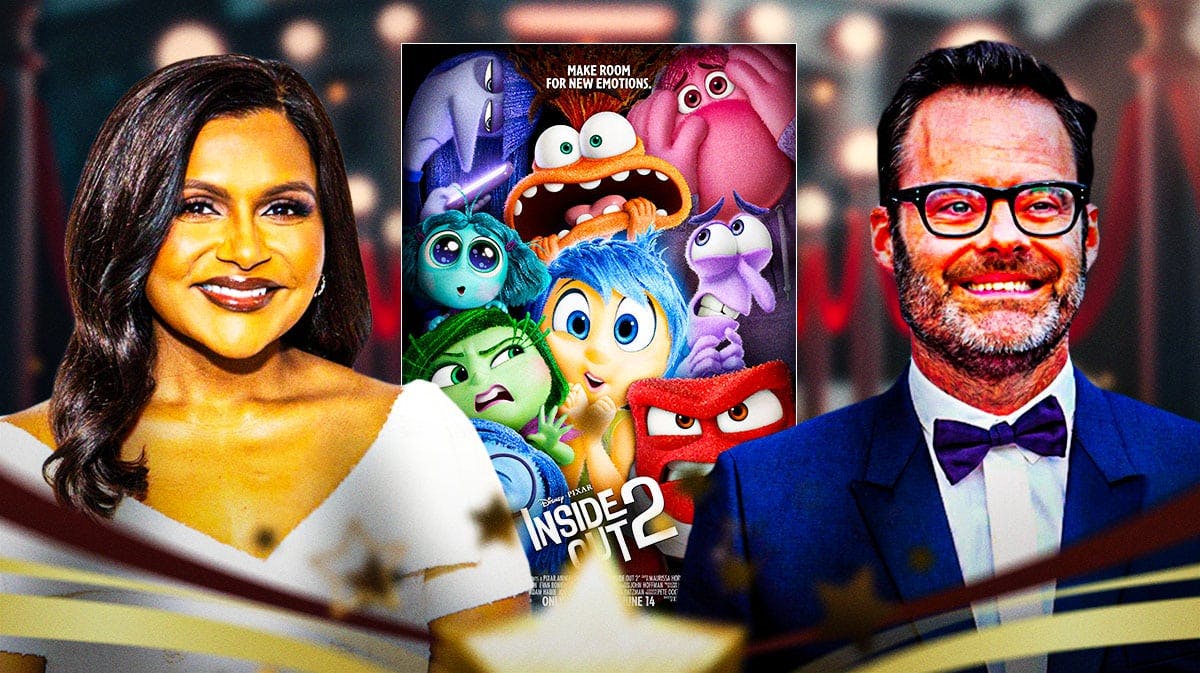 Pixar Inside Out 2 poster with Mindy Kaling and Bill Hader.
