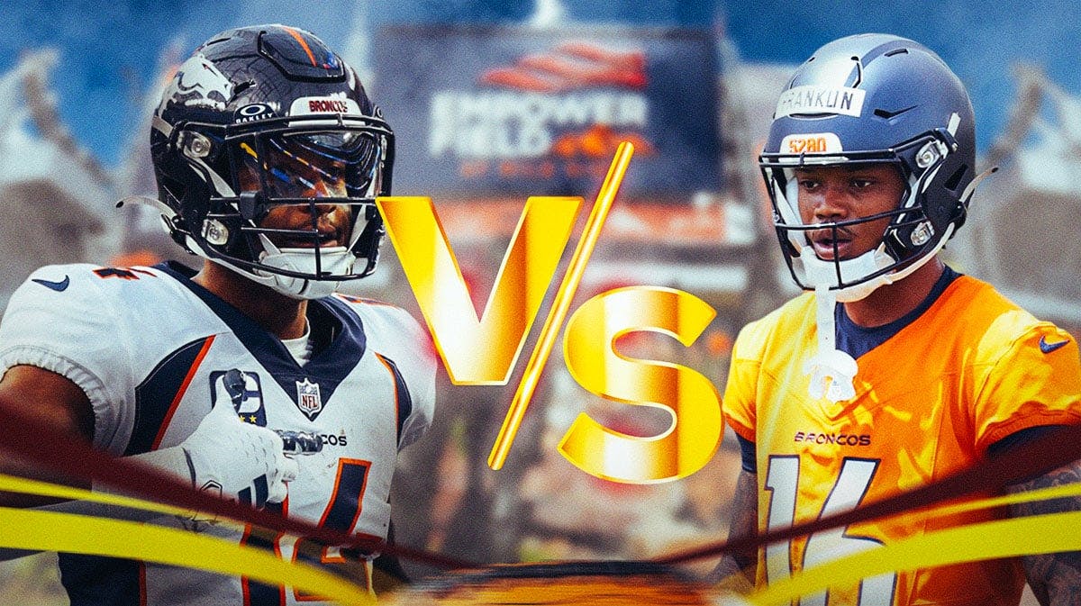 Courtland Sutton "VS" Troy Franklin with a Broncos background