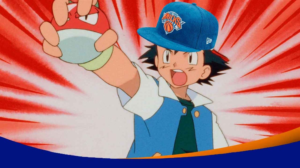 Ash Ketchum with a New York Knicks cap on