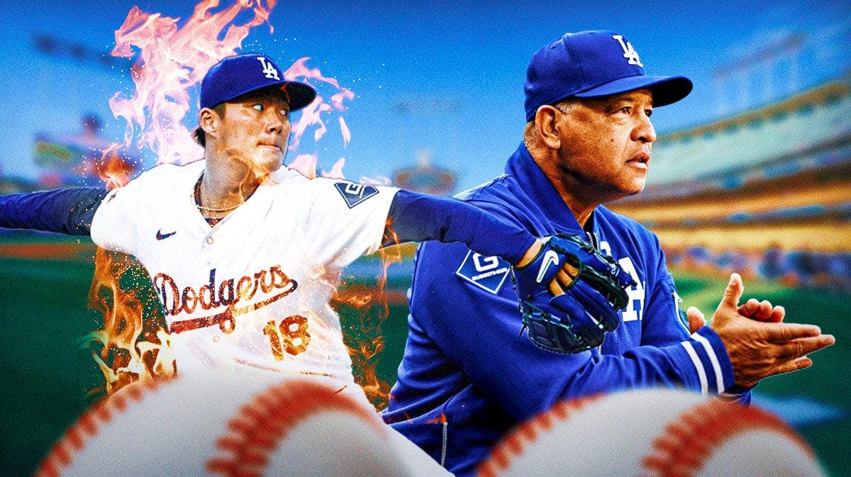 Dodgers' YOshinobu Yamamoto with Dave Roberts