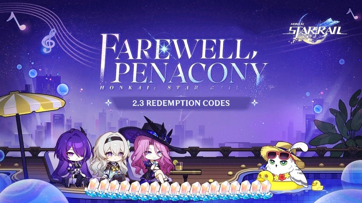 honkai star rail 2.3 codes, honkai 2.3 codes, honkai star rail 2.3 redemption codes, honkai star rail codes, honkai codes, key art for the honkai star rail 2.3 livestream with the words 2.3 redemption codes in the middle and stellar jades below
