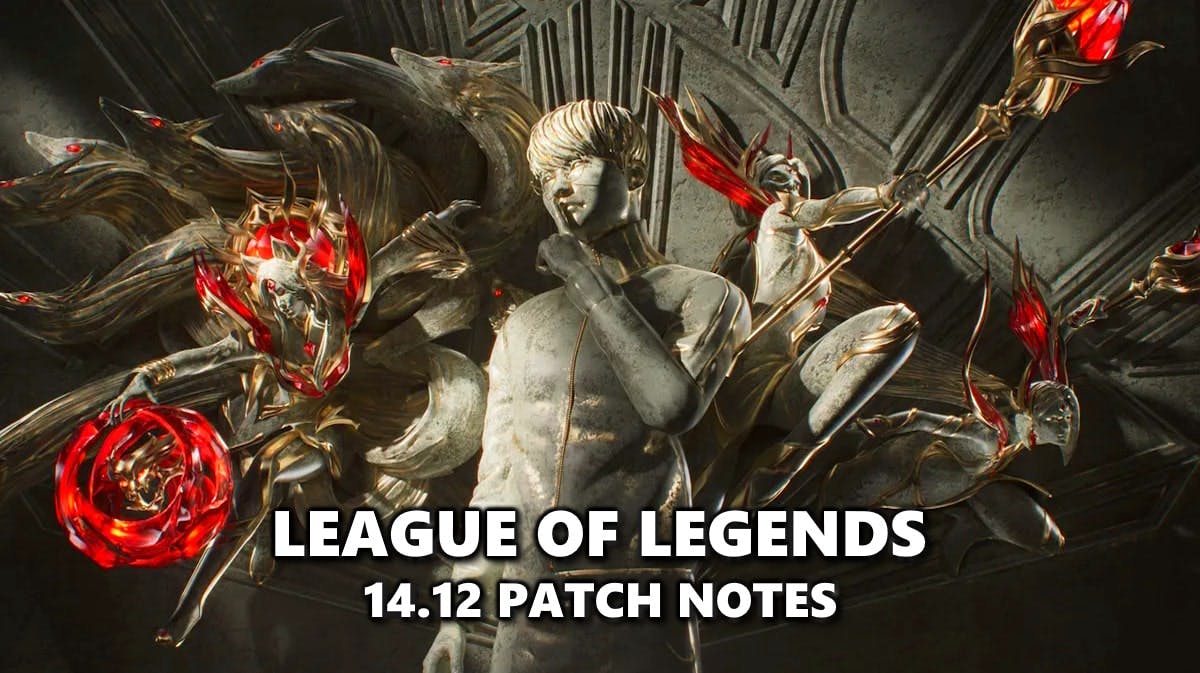 lol 14.12, lol 14.12 patch notes, lol patch notes, lol patch 14.12, lol, lol hall of fame keyart featuring faker with the words league of legends 14.12 patch notes under it