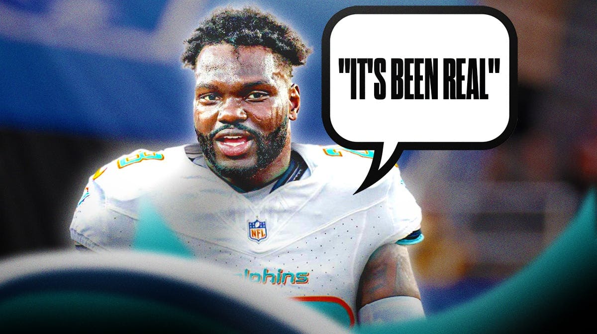 Former Miami Dolphins star Shaquil Barrett saying "It's Been Real" in front of Hard Rock Stadium.