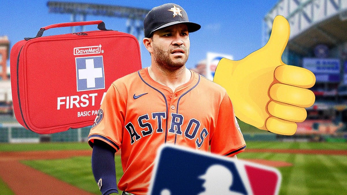 Jose Altuve with a first aid kit and thumbs up emoji