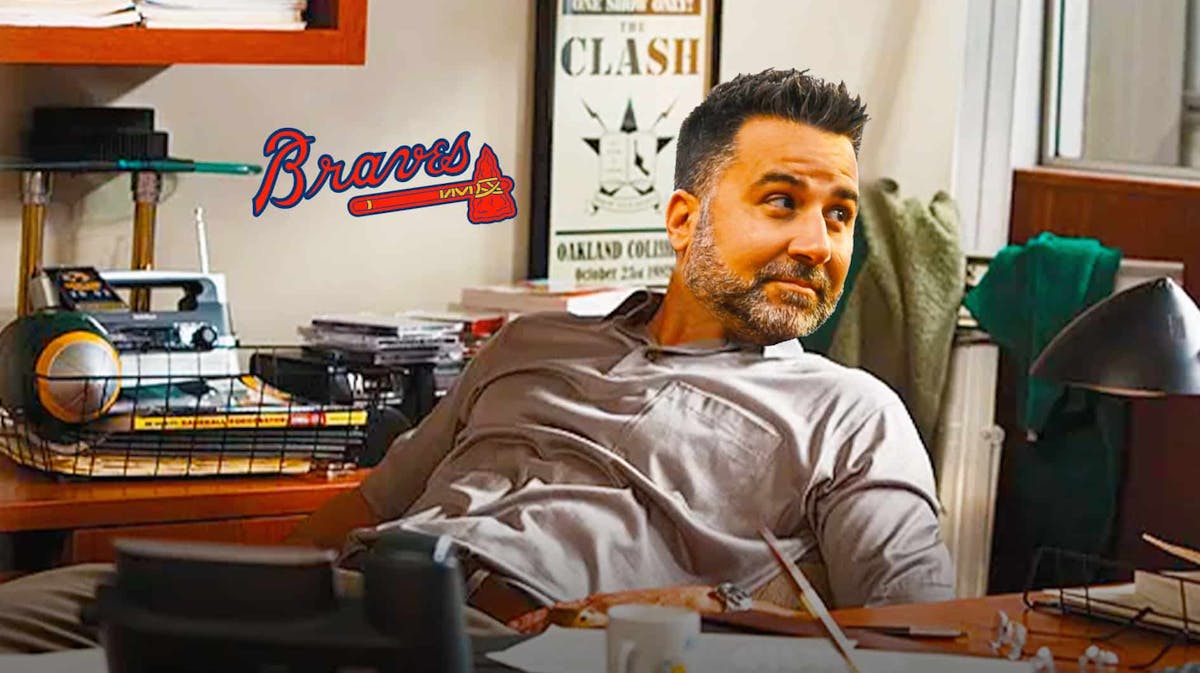Braves GM Alex Anthopoulos making phone calls from his office at the MLB Trade Deadline.