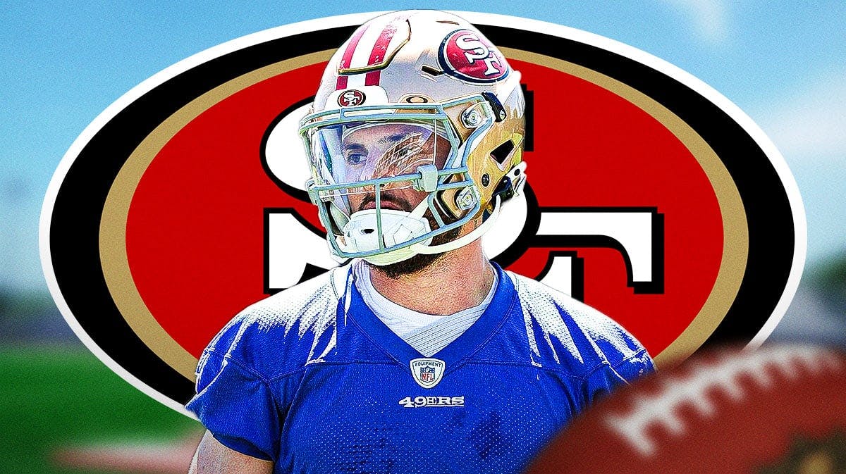 Ricky Pearsall with a Niners-themed background.