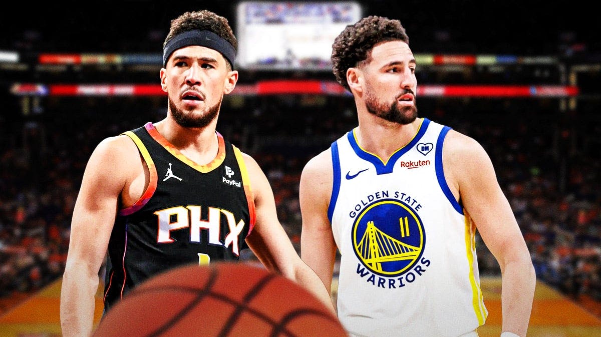 Phoenix Suns player Devin Booker and former Golden State Warriors and current Dallas Mavericks player Klay Thompson