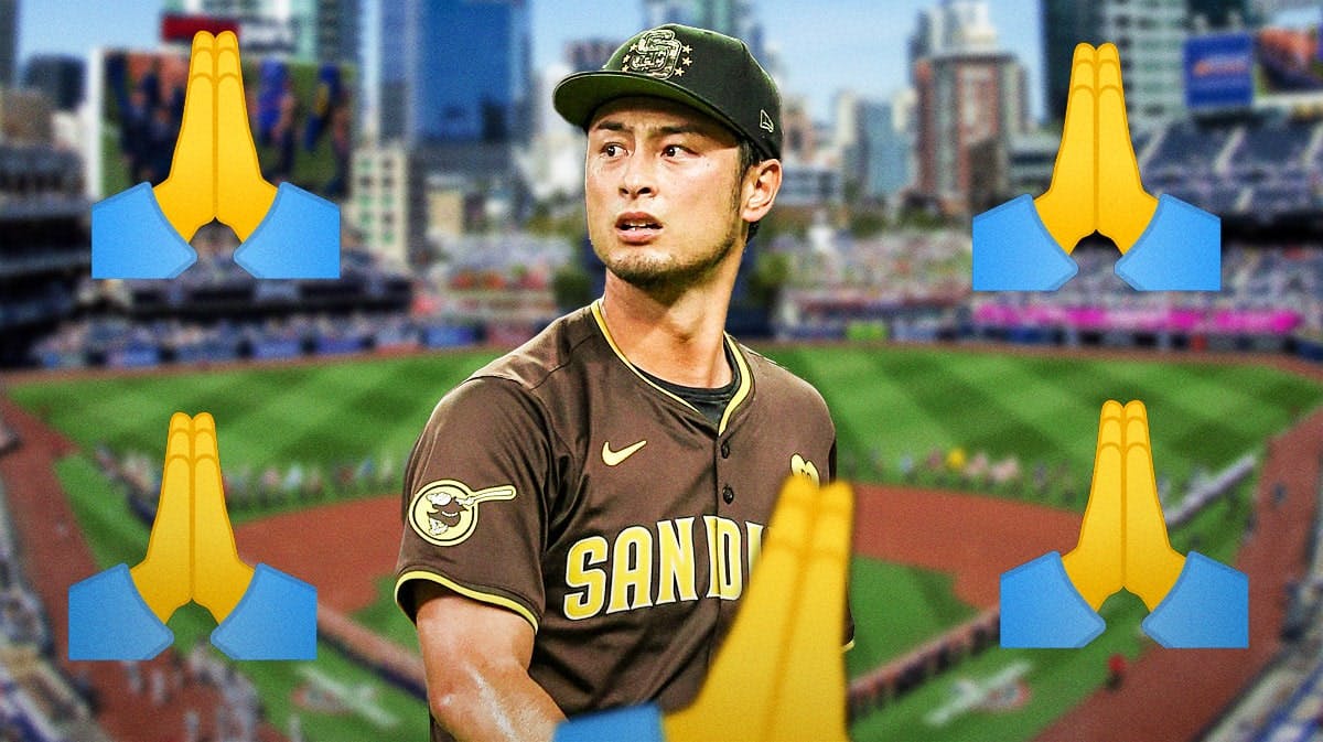 Yu Darvish with a bunch of prayer hand emojis in the background