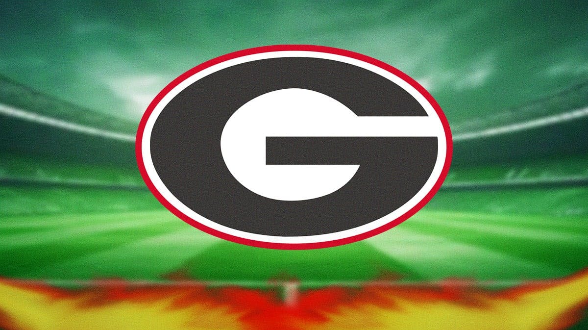 Georgia football logo with players and arrest officers in background, reckless driving officers in background