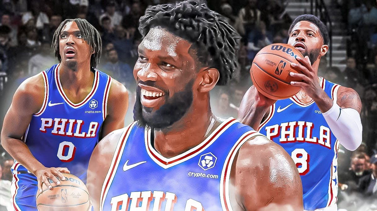 76ers' Joel Embiid, Tyrese Maxey and Paul George