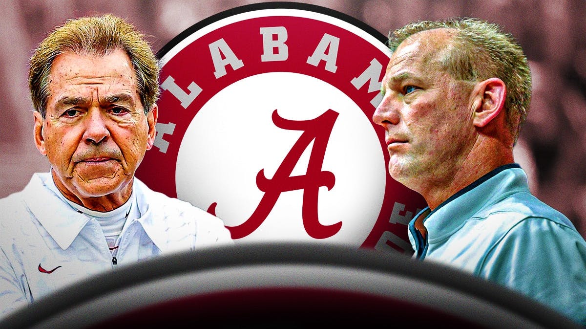 Former Alabama football head coach Nick Saban and current Alabama football coach Kalen DeBoer