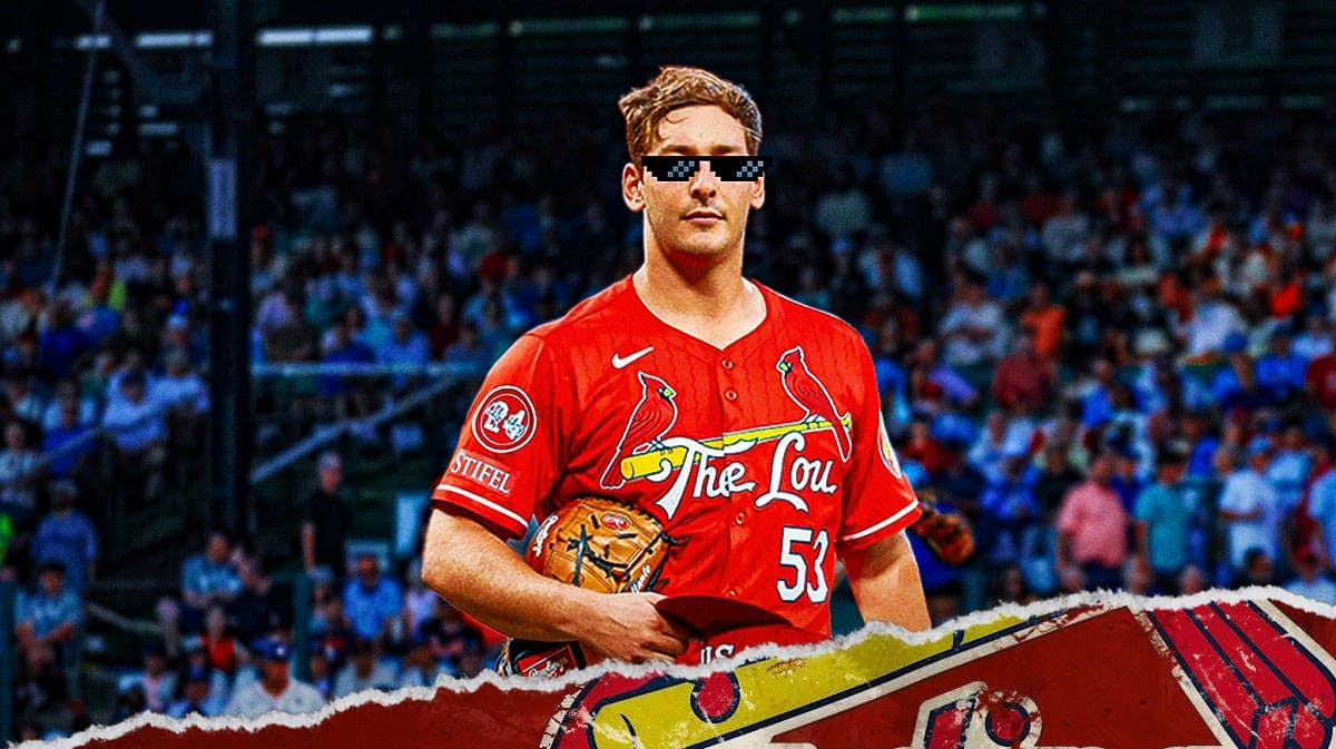 Cardinals starting pitcher Andre Pallante with deal with it shades