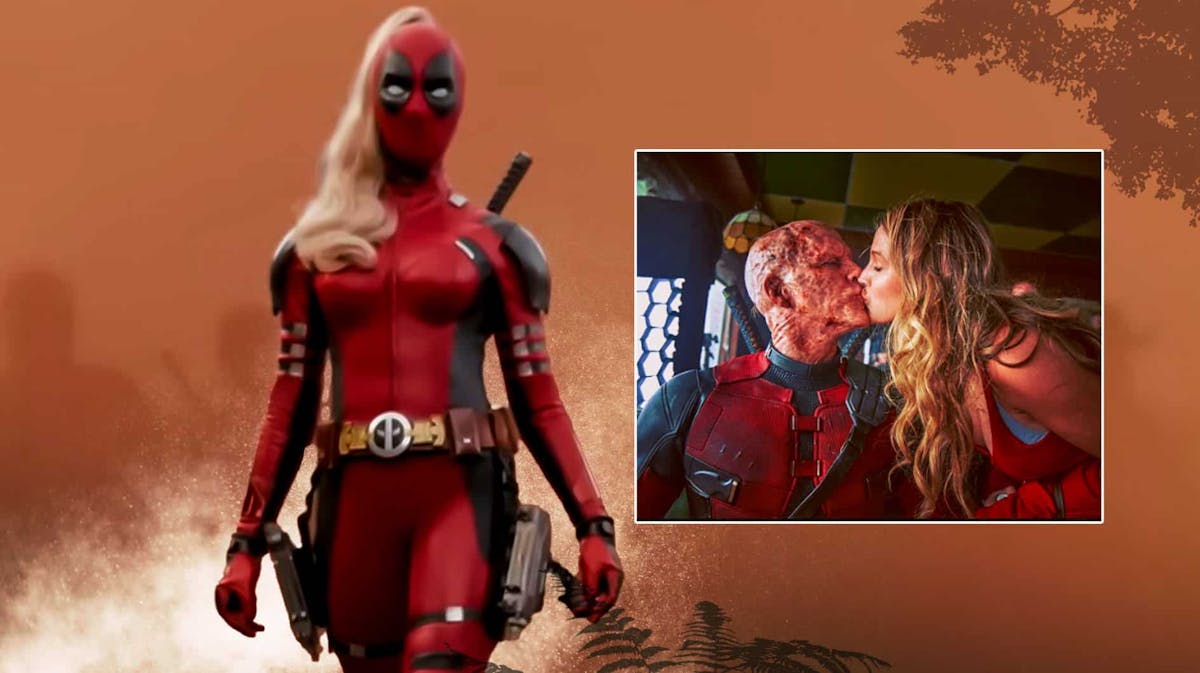 Lady Deadpool, Blake Lively and Ryan Reynolds in Deadpool costume