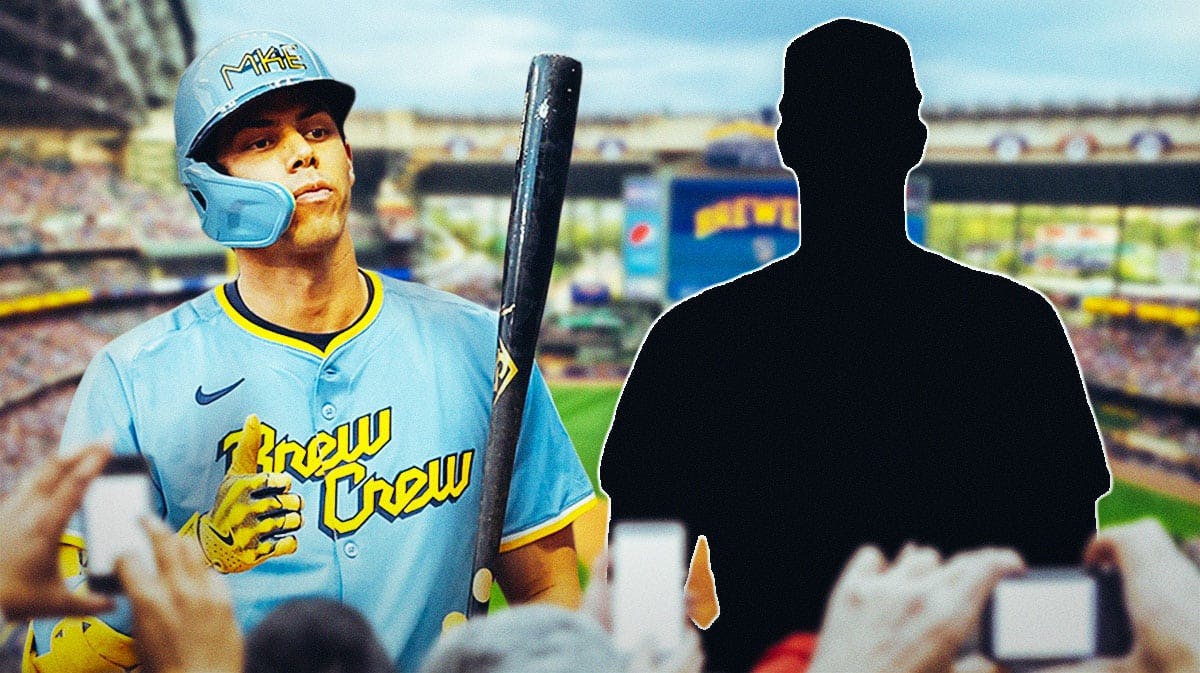 Brewers' Christian Yelich and a silhouette of a player