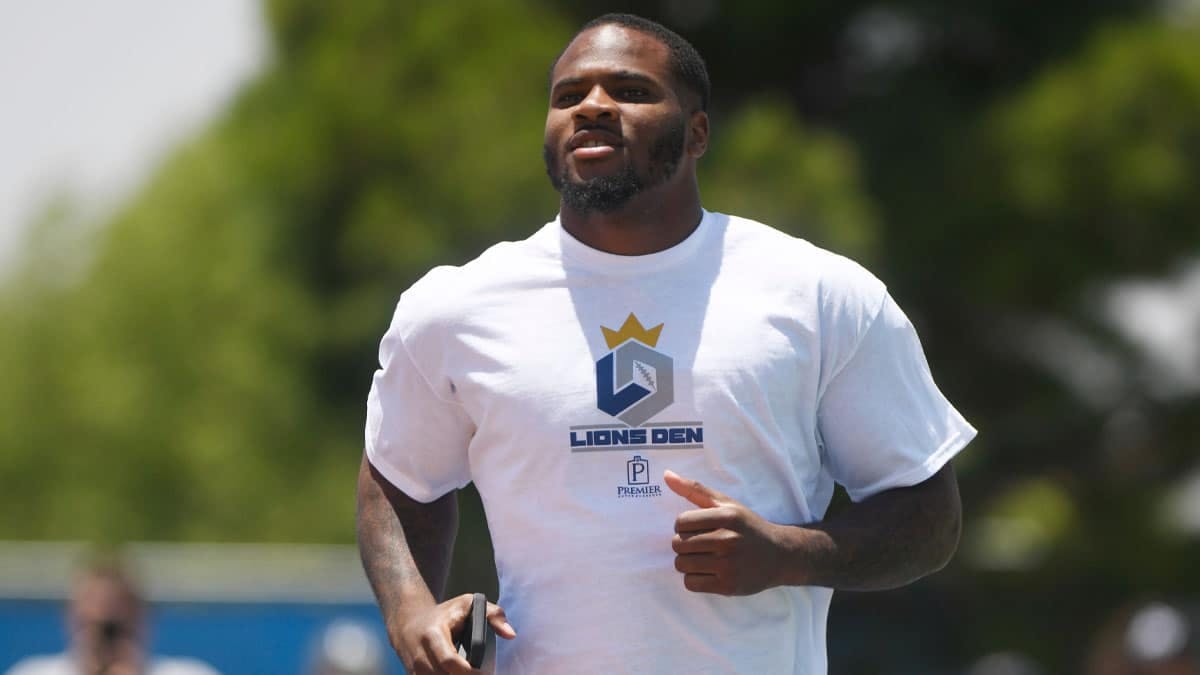 Dallas Cowboys' Micah Parsons hosts a youth football camp, Tuesday, June 16, 2024, at Lubbock Christian High School