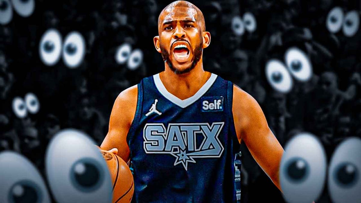 Spurs point guard Chris Paul, eyes emojis all around, Frost Bank Center
