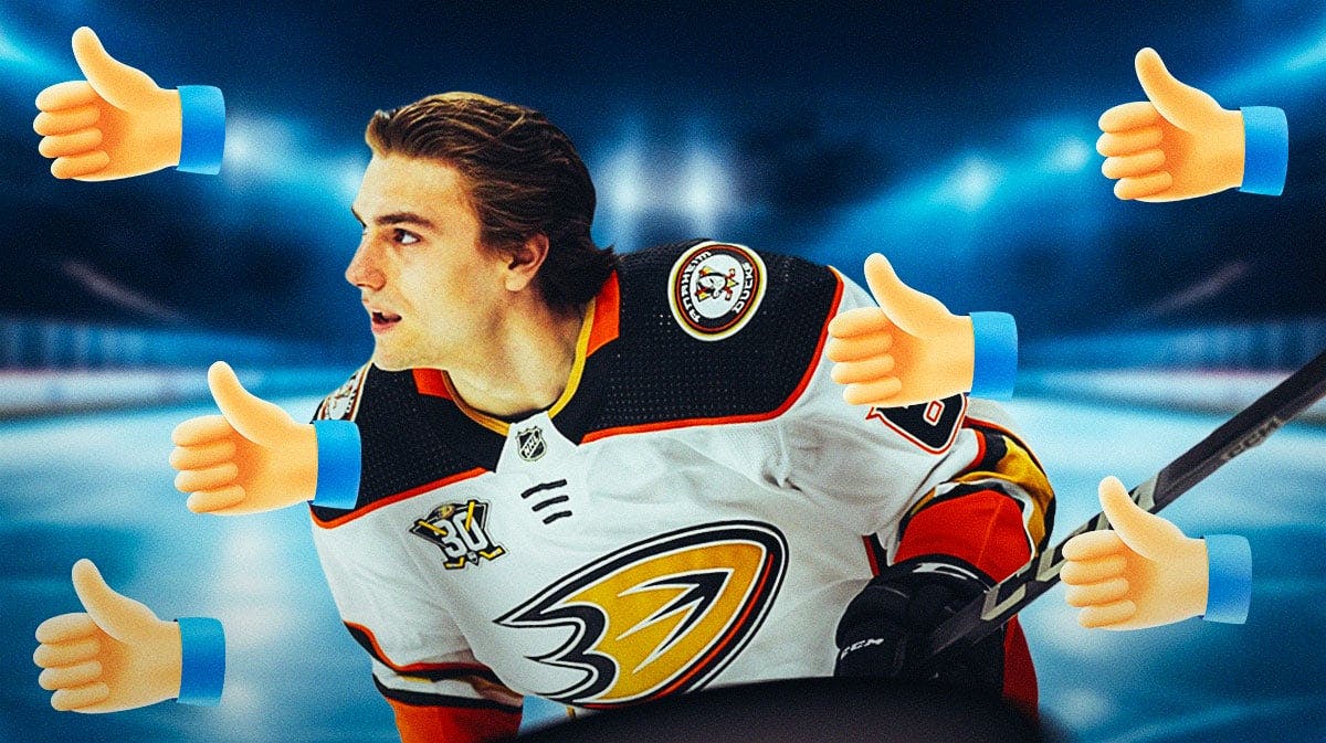 Ducks Cutter Gauthier surrounded by thumbs up emojis