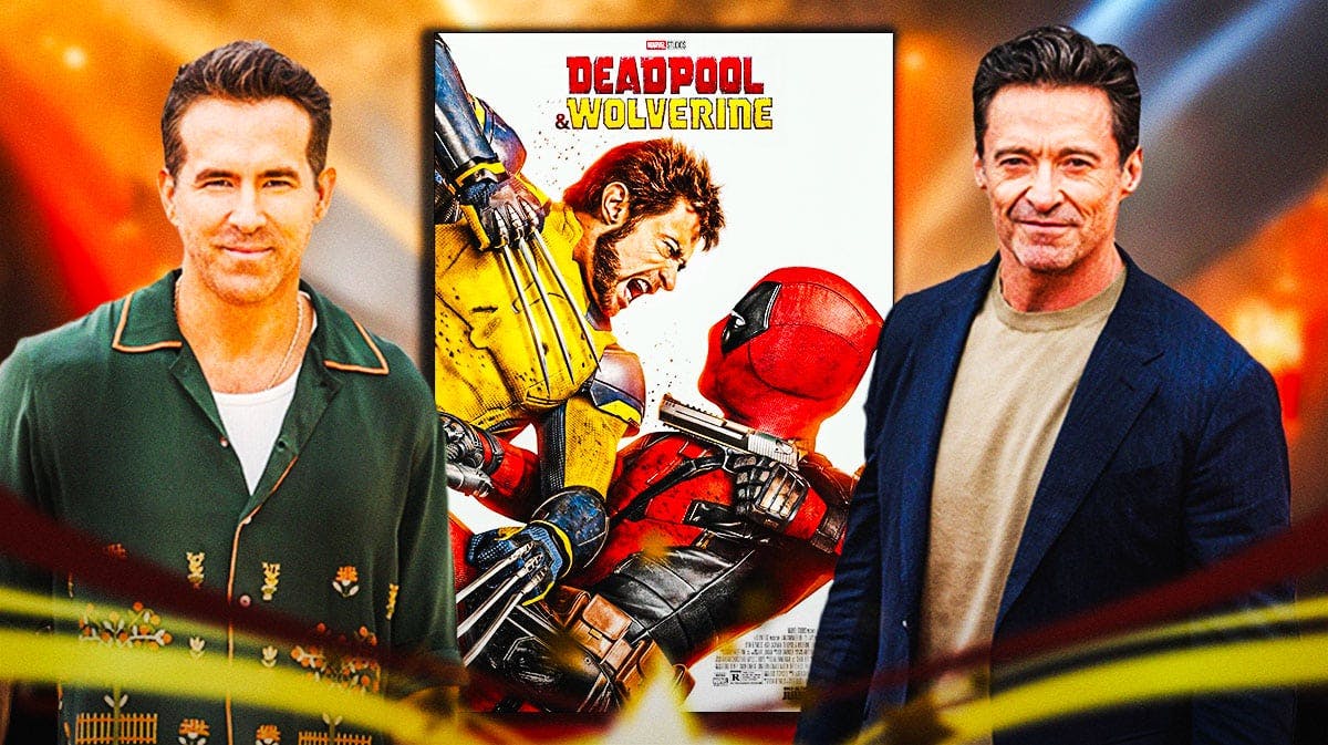 Ryan Reynolds and The Greatest Showman star Hugh Jackman with Deadpool 3 poster.
