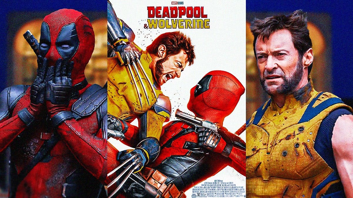 Deadpool and Wolverine (Marvel movie) poster with Ryan Reynolds as Deadpool and Hugh Jackman as Wolverine.