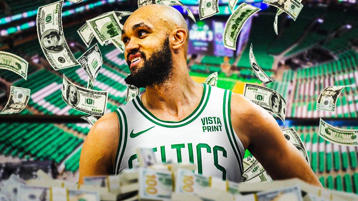 Celtics' Derrick White with money around him