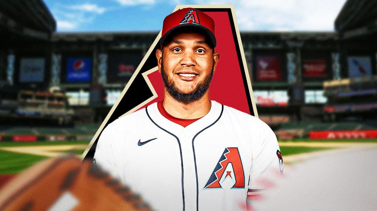 Eduardo Rodriguez wearing a Arizona Diamondbacks uniform, smiling as he's almost back from injury and ready to pitch.