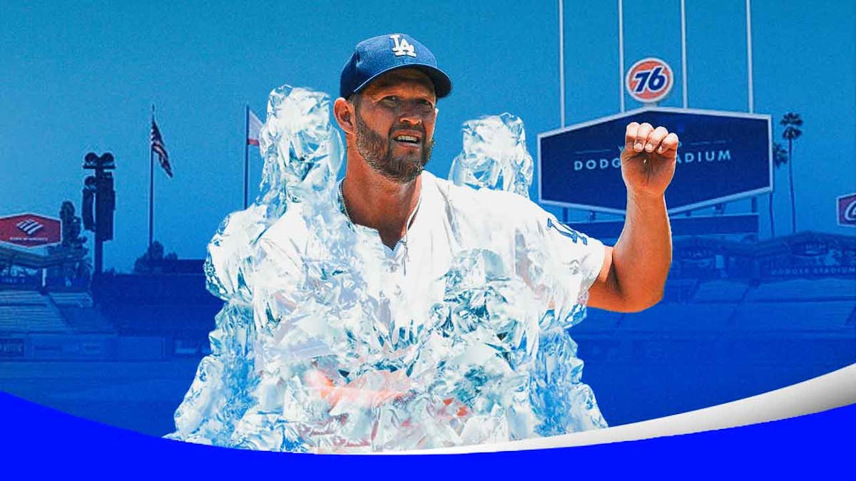Clayton Kershaw (dodgers) with freezing effect (like he's inside a block of ice)
