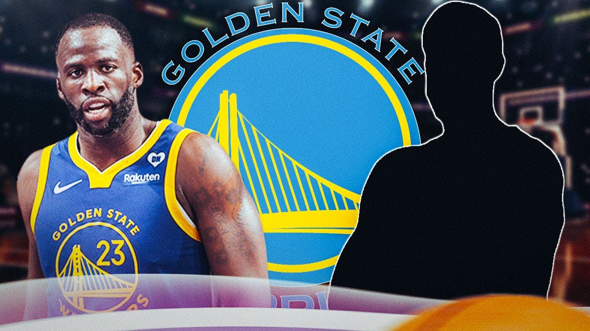 Warriors' Draymond Green looks at trade executives, Stephen Curry, Klay Thompson in background