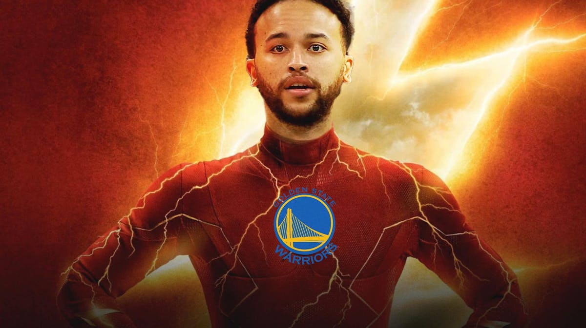Kyle Anderson as The Flash, replace the logo on the chest with Golden State Warriors logo