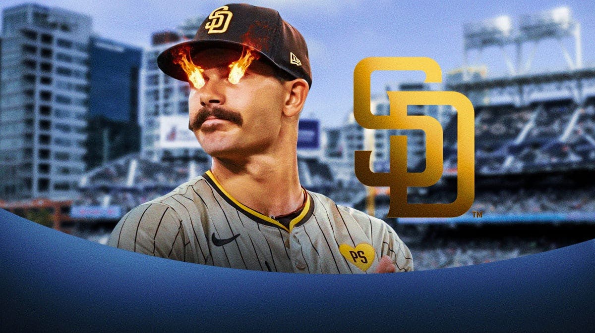 Padres Dylan Cease with fire coming out of his eyes