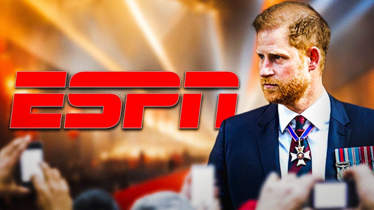ESPN logo on the left, Prince Harry on the right.