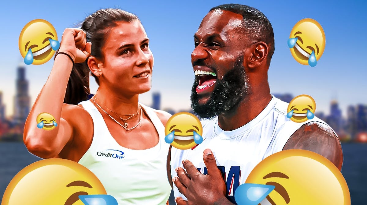 U.S. women's tennis player Emma Navarro and Team USA men's basketball player LeBron James, with the laughing face emoji