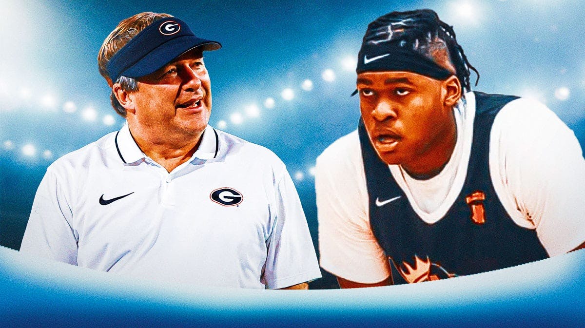 Georgia football coach Kirby Smart looking at ex-Overtime Elite player Jahzare Jackson.