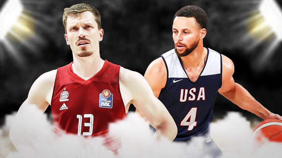 Andreas Obst and Olympic basketball imagery alongside Steph Curry