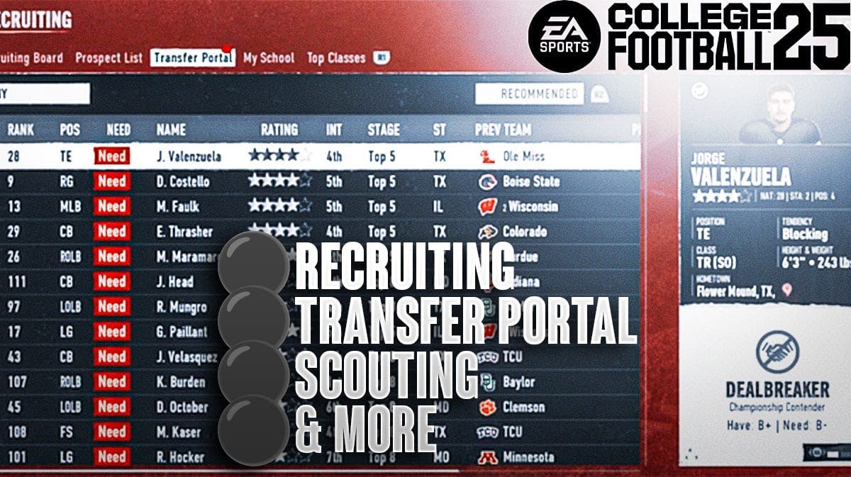 Recruiting & Transfer Portal in College Football 25 Explained