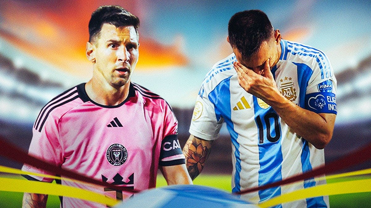 Photo: Lionel Messi looking disappointed in Inter Miami, Argentina jersey