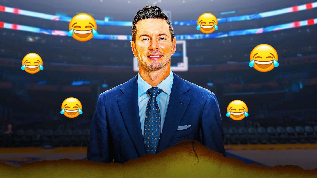 Lakers HC JJ Redick with laughing emojis around him