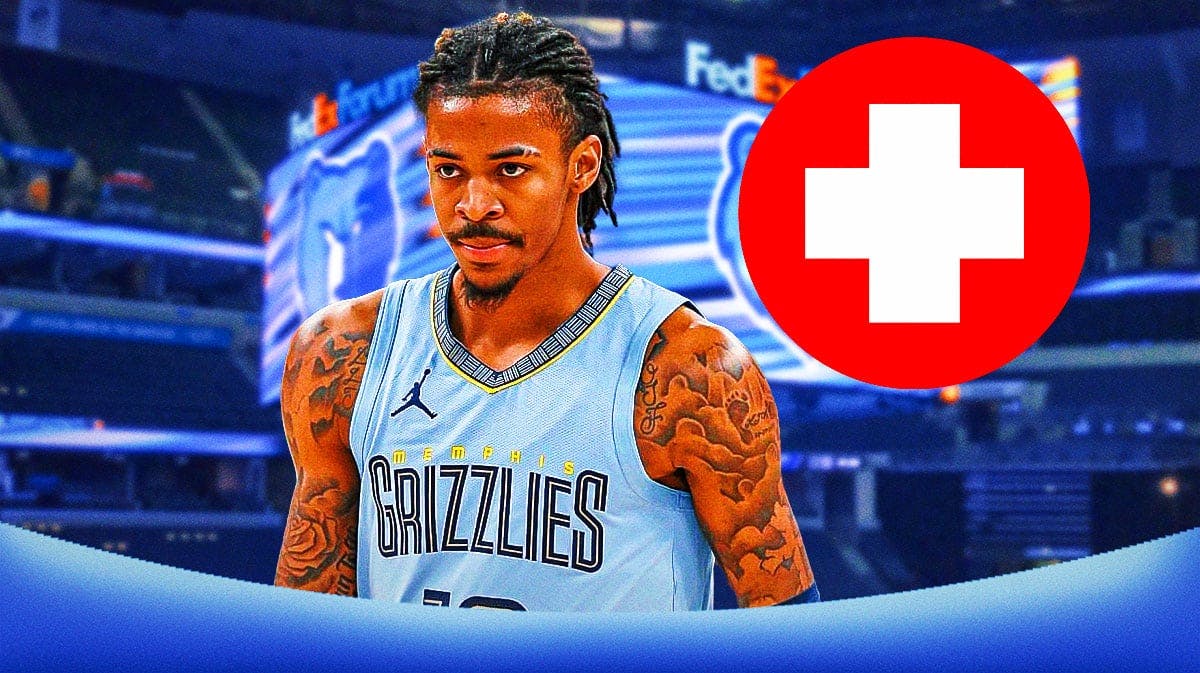 Grizzlies' Ja Morant with red medical symbol