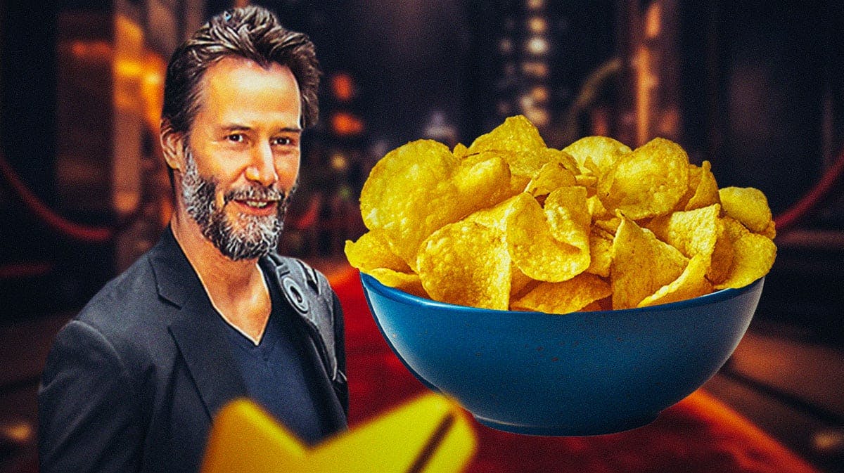 Keanu Reeves with potato chips.