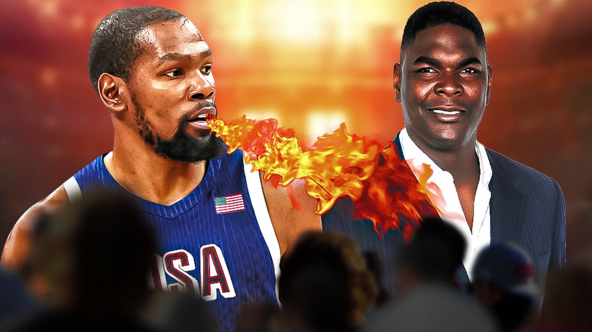 Kevin Durant breathing fire on Keyshawn Johnson's face.