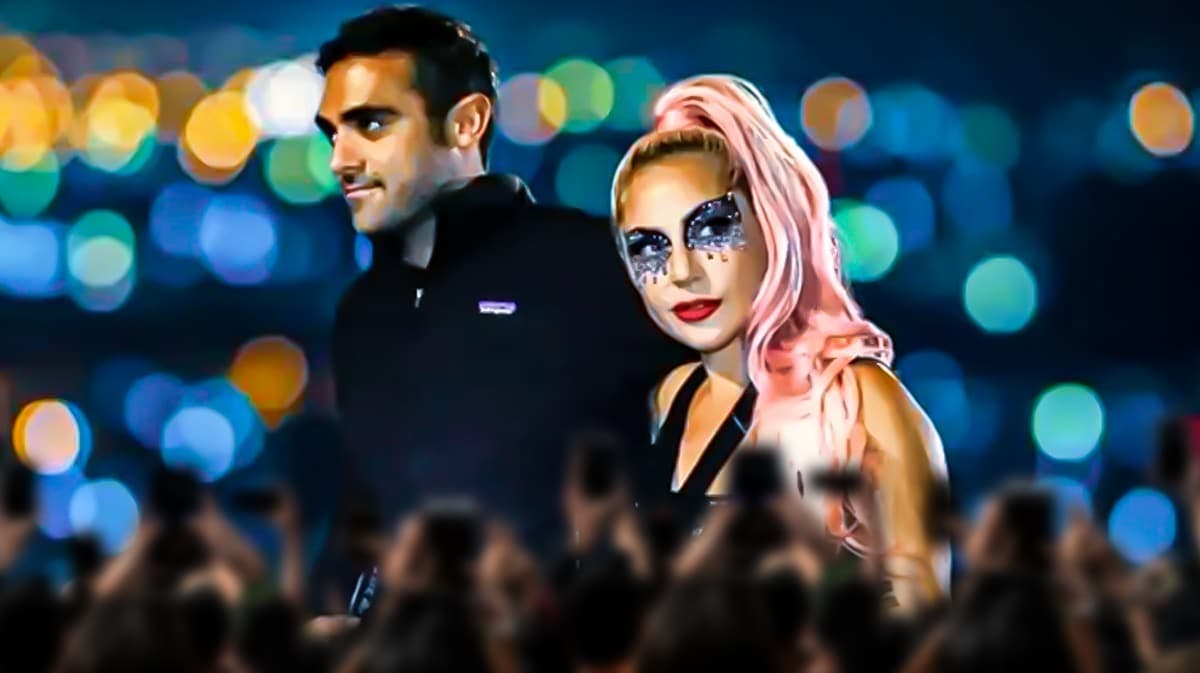 Lady Gaga and Michael Polansky with lights