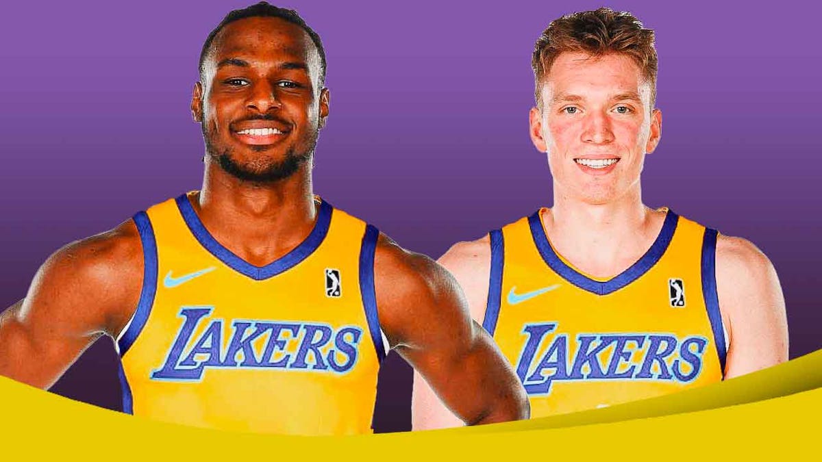 Lakers' Bronny James and Dalton Knecht wearing Summer League jerseys (2023 version)
