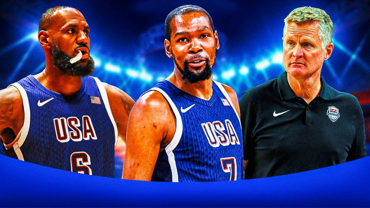 Team USA's Kevin Durant, LeBron James, and Steve Kerr