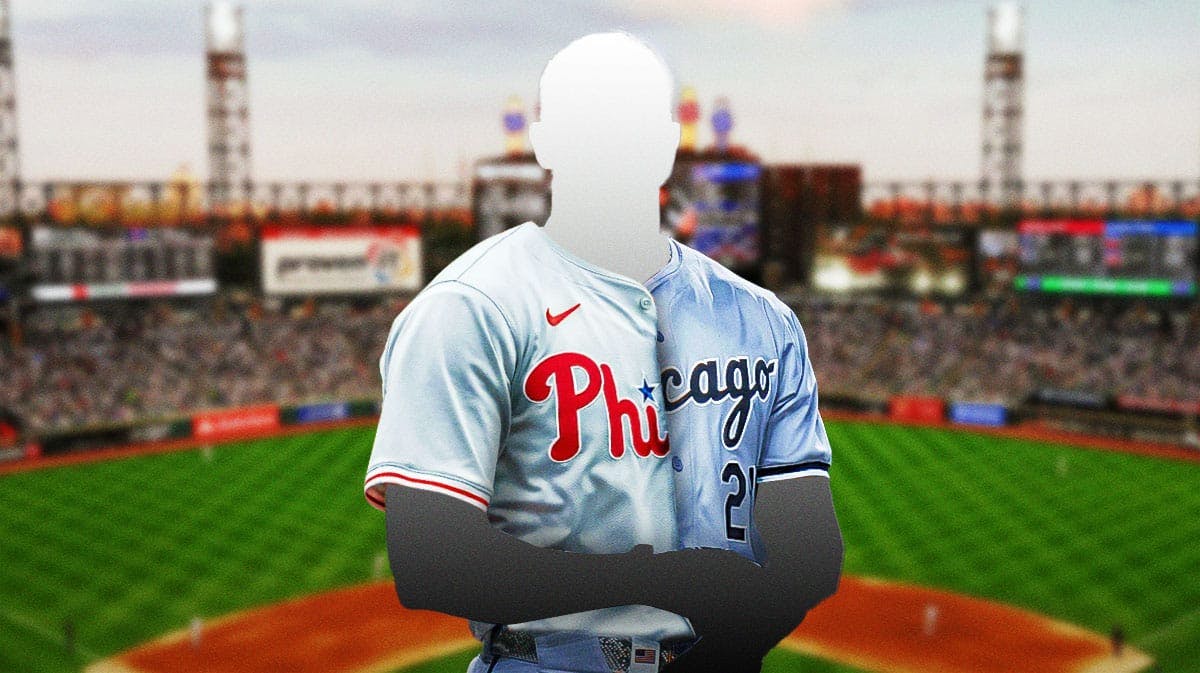 Photo: Tommy Pham silhouette in half Phillies, half White Sox jersey